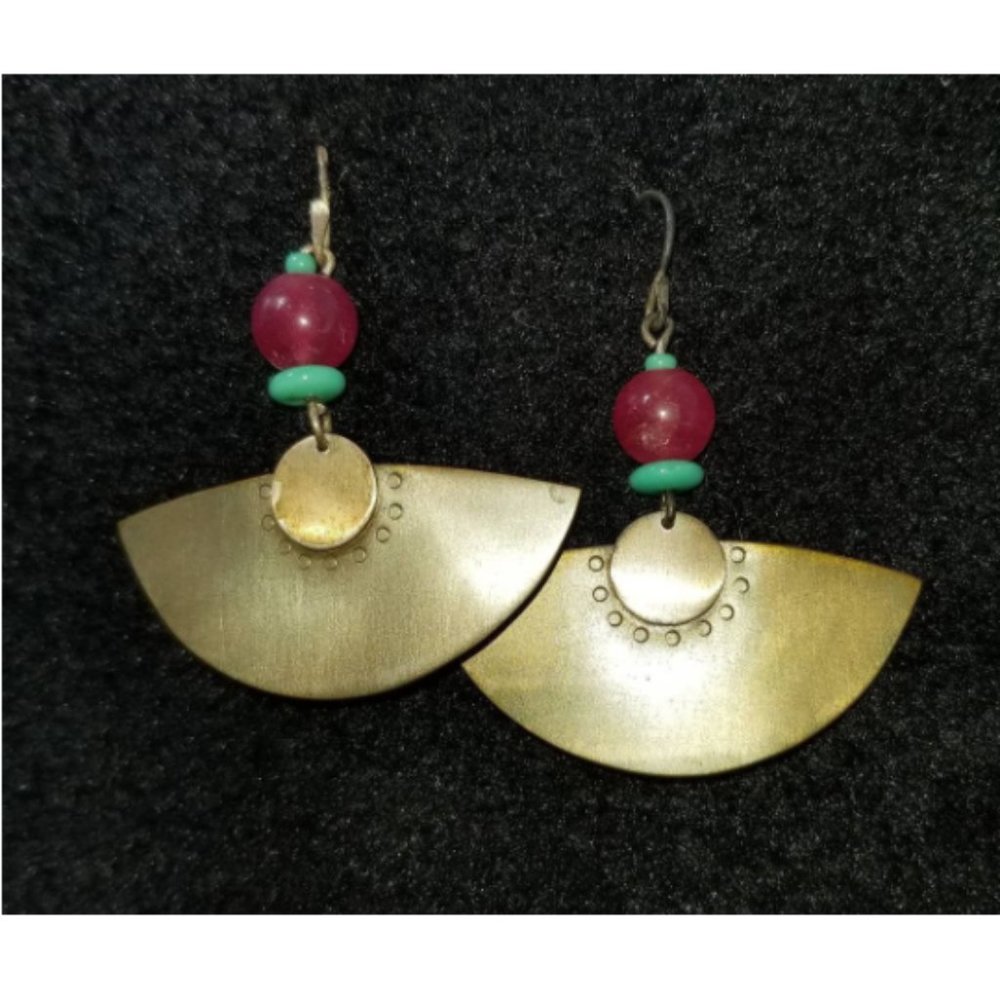 Vintage Brass Fan Earrings